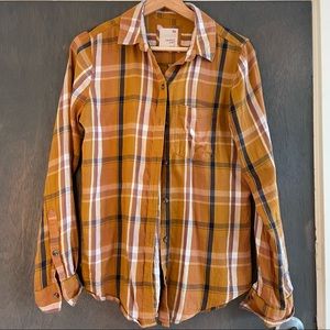 Orange brown burnt sienna flannel size small
